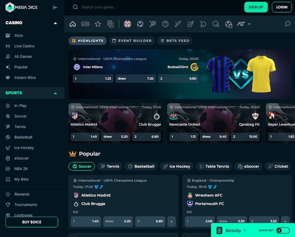 Mega Dice Sports Betting